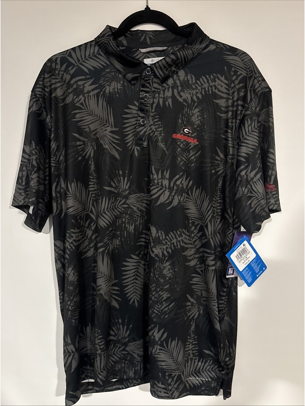 Columbia PFG Sz Large University Of Georgia Super Terminal Tackle Polo Black NWT
